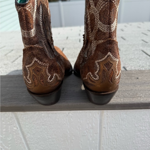 Corral Ladies Cognac Embroidery Studs Ankle Boots C3865 - Picture 6 of 8